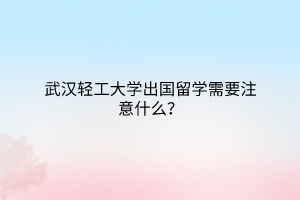武漢輕工大學出國留學需要注意什么？