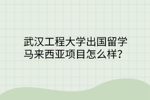 武漢工程大學(xué)出國留學(xué)馬來西亞項目怎么樣？