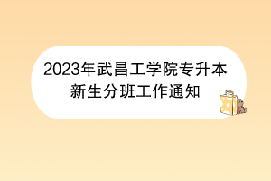 2023年武昌工學(xué)院專(zhuān)升本新生分班工作通知