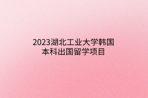 2023湖北工業(yè)大學(xué)韓國本科出國留學(xué)項(xiàng)目