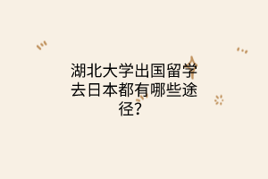 湖北大學(xué)出國留學(xué)去日本都有哪些途徑？