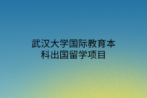 武漢大學(xué)國際教育本科出國留學(xué)項目