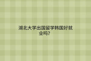 湖北大學出國留學韓國好就業(yè)嗎？