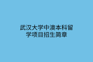 武漢大學(xué)中澳本科留學(xué)項(xiàng)目招生簡(jiǎn)章