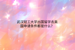 武漢輕工大學出國留學去英國申請條件都是什么？