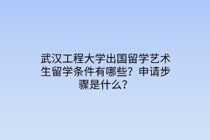 武漢工程大學(xué)出國留學(xué)藝術(shù)生留學(xué)條件有哪些？申請步驟是什么？
