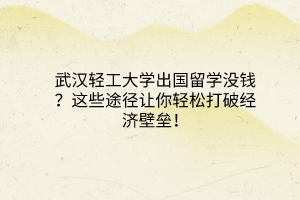 武漢輕工大學出國留學沒錢？這些途徑讓你輕松打破經(jīng)濟壁壘！