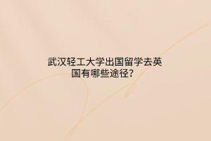 武漢輕工大學(xué)出國留學(xué)去英國有哪些途徑？