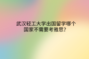武漢輕工大學出國留學哪個國家不需要考雅思？