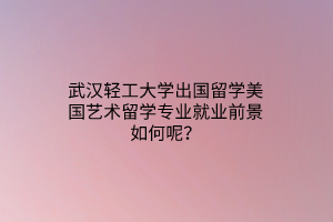 武漢輕工大學(xué)出國(guó)留學(xué)美國(guó)藝術(shù)留學(xué)專(zhuān)業(yè)就業(yè)前景如何呢？