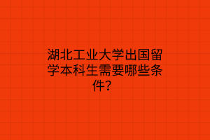 湖北工業(yè)大學出國留學本科生需要哪些條件？