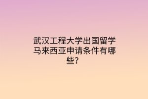 武漢工程大學(xué)出國留學(xué)馬來西亞申請條件有哪些？