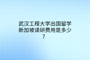 武漢工程大學(xué)出國留學(xué)新加坡讀研費用是多少？