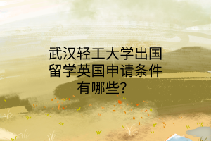 武漢輕工大學(xué)出國留學(xué)英國申請(qǐng)條件有哪些？