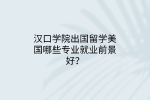 漢口學院出國留學美國哪些專業(yè)就業(yè)前景好？
