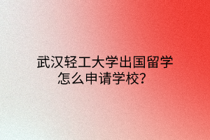 武漢輕工大學(xué)出國(guó)留學(xué)怎么申請(qǐng)學(xué)校？