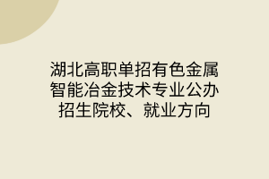 湖北高職單招有色金屬智能冶金技術(shù)專業(yè)公辦招生院校、就業(yè)方向
