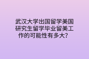 武漢大學(xué)出國留學(xué)美國研究生留學(xué)畢業(yè)留美工作的可能性有多大？