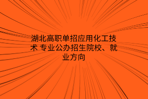 湖北高職單招應(yīng)用化工技術(shù)專業(yè)公辦招生院校、就業(yè)方向