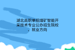 湖北高職單招煤礦智能開(kāi)采技術(shù)專業(yè)公辦招生院校、就業(yè)方向