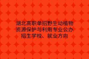 湖北高職單招野生動植物資源保護(hù)與利用專業(yè)公辦招生學(xué)校、就業(yè)方向