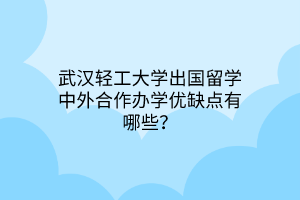 武漢輕工大學(xué)出國留學(xué)中外合作辦學(xué)優(yōu)缺點(diǎn)有哪些？