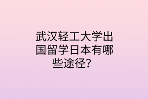 武漢輕工大學(xué)出國(guó)留學(xué)日本有哪些途徑？