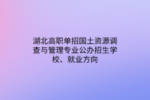 湖北高職單招國土資源調(diào)查與管理專業(yè)公辦招生學校、就業(yè)方向