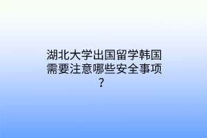 湖北大學(xué)出國留學(xué)韓國需要注意哪些安全事項？