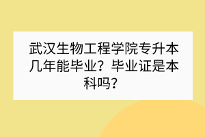 武漢生物工程學(xué)院專升本幾年能畢業(yè)？畢業(yè)證是本科嗎？