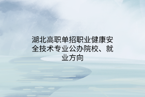湖北高職單招職業(yè)健康安全技術(shù)專業(yè)公辦院校、就業(yè)方向