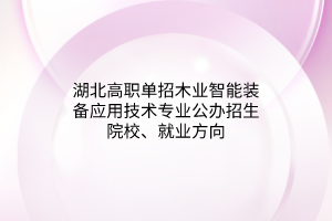 湖北高職單招木業(yè)智能裝備應(yīng)用技術(shù)專(zhuān)業(yè)公辦招生院校、就業(yè)方向