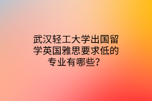 武漢輕工大學(xué)出國留學(xué)英國雅思要求低的專業(yè)有哪些？