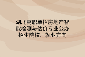 湖北高職單招房地產(chǎn)智能檢測(cè)與估價(jià)專(zhuān)業(yè)公辦招生院校、就業(yè)方向