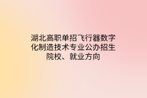 湖北高職單招飛行器數(shù)字化制造技術(shù)專業(yè)公辦招生院校、就業(yè)方向