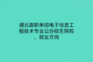 湖北高職單招電子信息工程技術(shù)專業(yè)公辦招生院校、就業(yè)方向