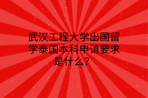 武漢工程大學(xué)出國(guó)留學(xué)泰國(guó)本科申請(qǐng)要求是什么？