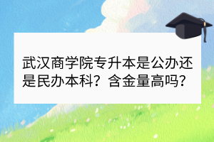 武漢商學(xué)院專升本是公辦還是民辦本科？含金量高嗎？