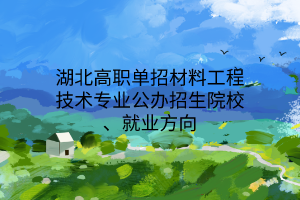 湖北高職單招材料工程技術(shù)專業(yè)公辦招生院校、就業(yè)方向