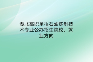 湖北高職單招石油煉制技術(shù)專業(yè)公辦招生院校、就業(yè)方向