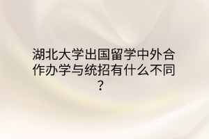 湖北大學(xué)出國留學(xué)中外合作辦學(xué)與統(tǒng)招有什么不同？