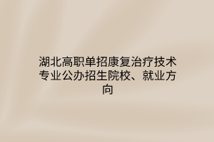 湖北高職單招康復(fù)治療技術(shù)專業(yè)公辦招生院校、就業(yè)方向