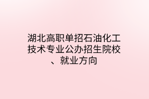 湖北高職單招石油化工技術(shù)專業(yè)公辦招生院校、就業(yè)方向
