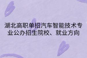湖北高職單招汽車智能技術(shù)專業(yè)公辦招生院校、就業(yè)方向