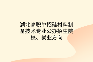 湖北高職單招硅材料制備技術(shù)專業(yè)公辦招生院校、就業(yè)方向