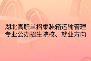 湖北高職單招集裝箱運(yùn)輸管理專(zhuān)業(yè)公辦招生院校、就業(yè)方向