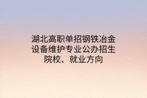湖北高職單招鋼鐵冶金設備維護專業(yè)公辦招生院校、就業(yè)方向