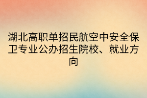湖北高職單招民航空中安全保衛(wèi)專業(yè)公辦招生院校、就業(yè)方向