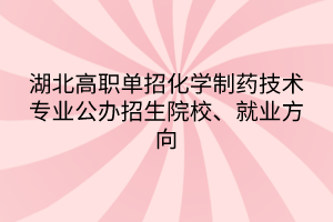 湖北高職單招化學(xué)制藥技術(shù)專業(yè)公辦招生院校、就業(yè)方向