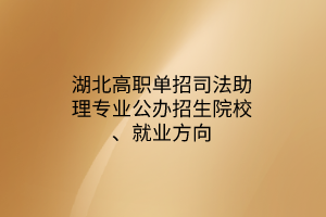 湖北高職單招司法助理專業(yè)公辦招生院校、就業(yè)方向